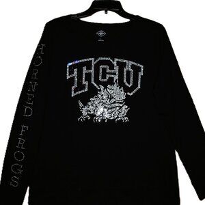 TCU black RN rhinestone bling Long Sleeve Shirt XS S M L XL XXL 1X 2X,3X,4X,5X